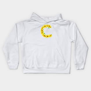 Sunflowers Initial Letter C (White Background) Kids Hoodie